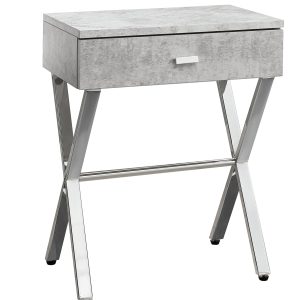 12" x 18.25" x 22.25" Grey Finish and Chrome Metal Accent Table