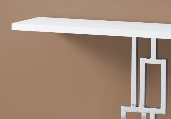 32" Particle Board and Chrome Metal Accent Table - Image 3