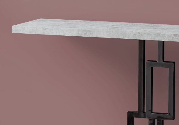 12" x 47.25" x 31" Grey CementBlack Nickel Metel Accent Table - Image 2