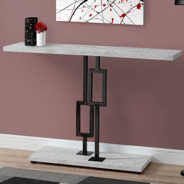 12" x 47.25" x 31" Grey CementBlack Nickel Metel Accent Table - Image 5