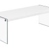 22" x 44" x 16.25" White Clear Particle Board Tempered Glass Coffee Table