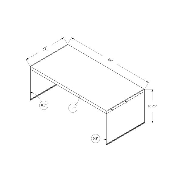 22" x 44" x 16.25" White Clear Particle Board Tempered Glass Coffee Table - Image 3