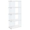 12" x 24" x 58.75" White Clear Particle Board Tempered Glass  Bookcase