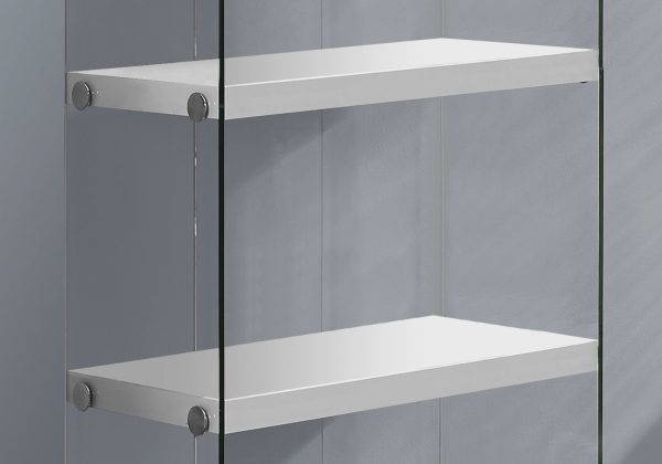 12" x 24" x 58.75" White Clear Particle Board Tempered Glass  Bookcase - Image 2