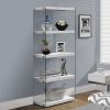 12" x 24" x 58.75" White Clear Particle Board Tempered Glass  Bookcase - Image 5