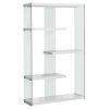 12" x 36" x 58.75" White Clear Particle Board Tempered Glass  Bookcase