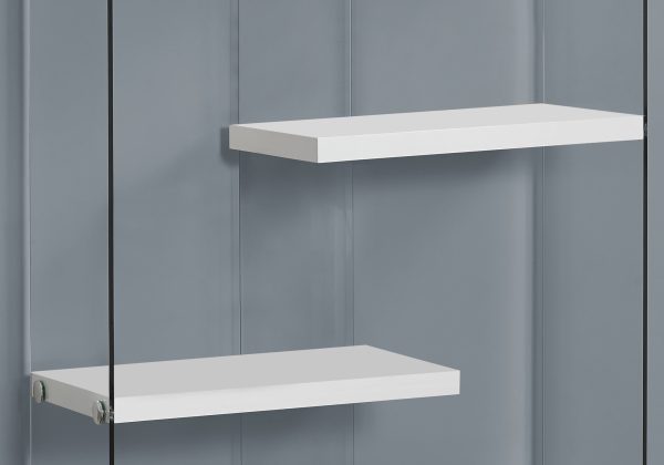12" x 36" x 58.75" White Clear Particle Board Tempered Glass  Bookcase - Image 2
