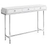 12" x 48" x 31.75" White Particle Board Metal  Accent Table