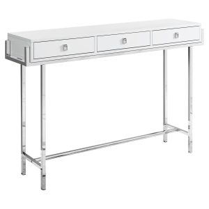 12" x 48" x 31.75" White Particle Board Metal  Accent Table