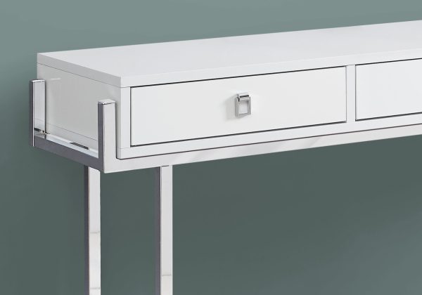 12" x 48" x 31.75" White Particle Board Metal  Accent Table - Image 2
