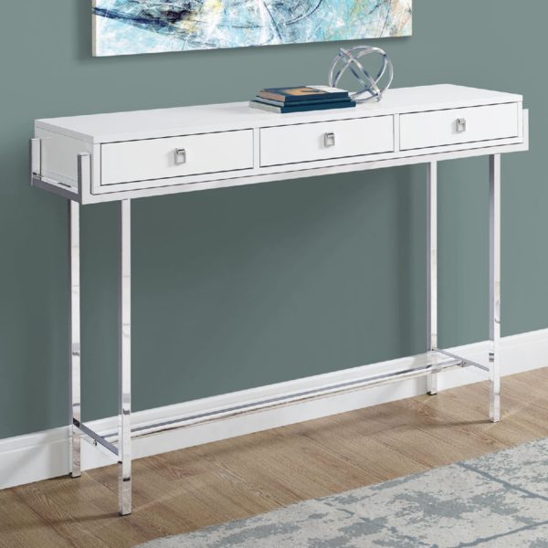12" x 48" x 31.75" White Particle Board Metal  Accent Table - Image 5