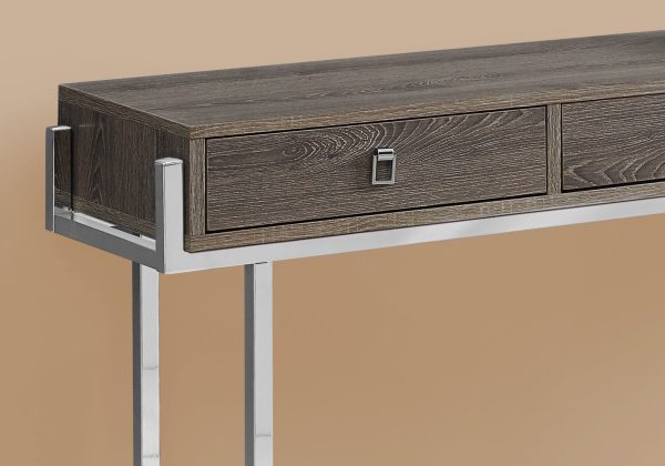 12" x 48" x 31.75" Dark Taupe Particle Board Metal  Accent Table - Image 2