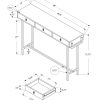 12" x 48" x 31.75" Dark Taupe Particle Board Metal  Accent Table - Image 3