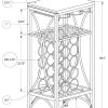 12.5" x 16.25" x 40.5" Black Metal Wine Bottle and Glass Rack Home Bar - Image 3