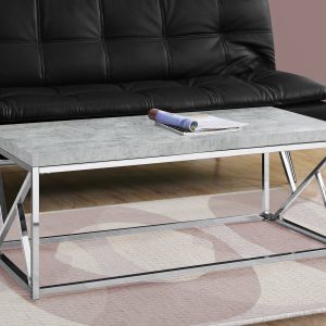 Industrial Chic Gray Faux Cement and Chrome Coffee Table