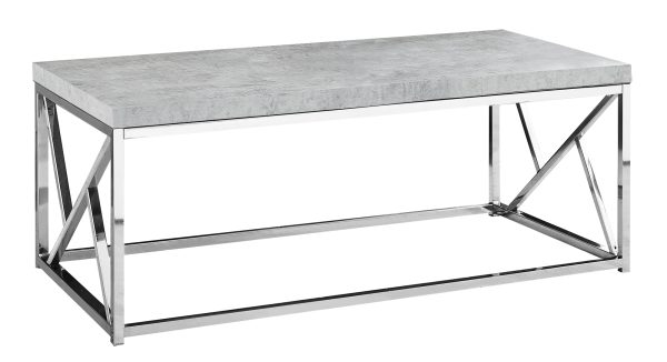 Industrial Chic Gray Faux Cement and Chrome Coffee Table - Image 2