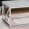 Industrial Chic Gray Faux Cement and Chrome Coffee Table - Image 3