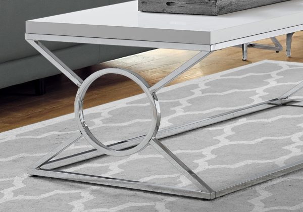 22" x 44" x 18.5" White Metal  Coffee Table - Image 2