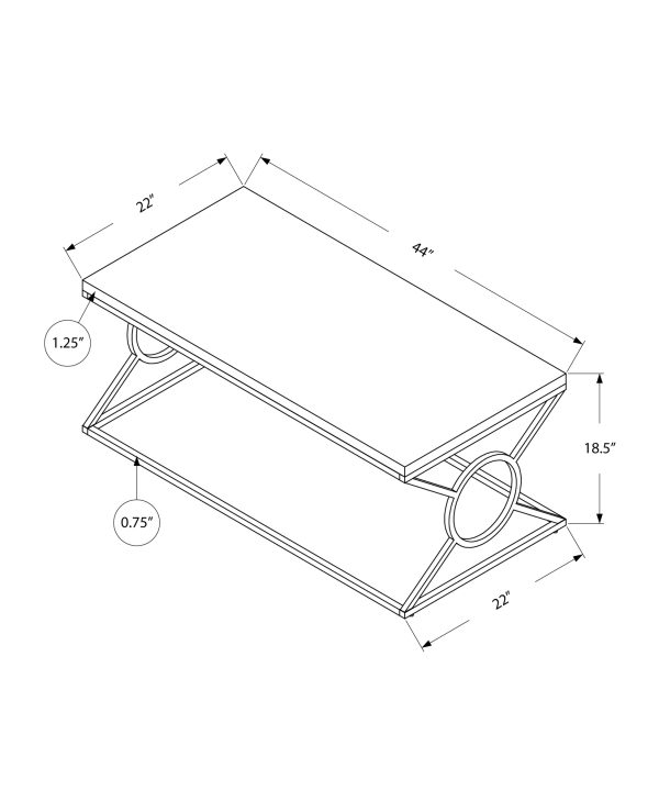 22" x 44" x 18.5" White Metal  Coffee Table - Image 3