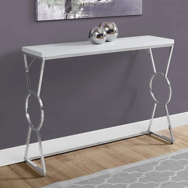 12" x 42.25" x 30.5" White Metal Accent Table - Image 5