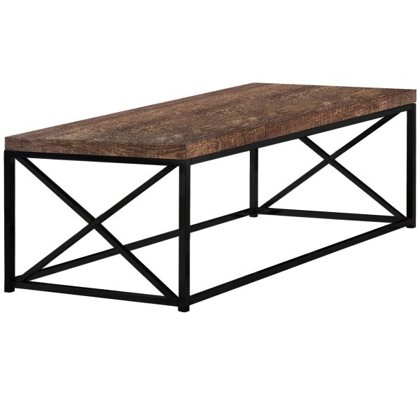 17" Reclaimed Wood Particle Board and Black Metal Coffee Table - Image 2