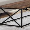 17" Reclaimed Wood Particle Board and Black Metal Coffee Table - Image 3