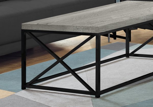 22" x 44" x 17" Grey  Black  Particle Board  Metal  Coffee Table - Image 2