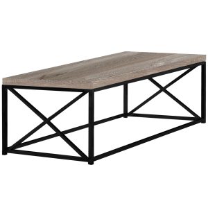 22" x 44" x 17" Taupe Black Particle Board Metal Coffee Table