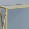 12" x 42.25" x 32.25" Gold Clear Metal Tempered Glass Accent Table - Image 2