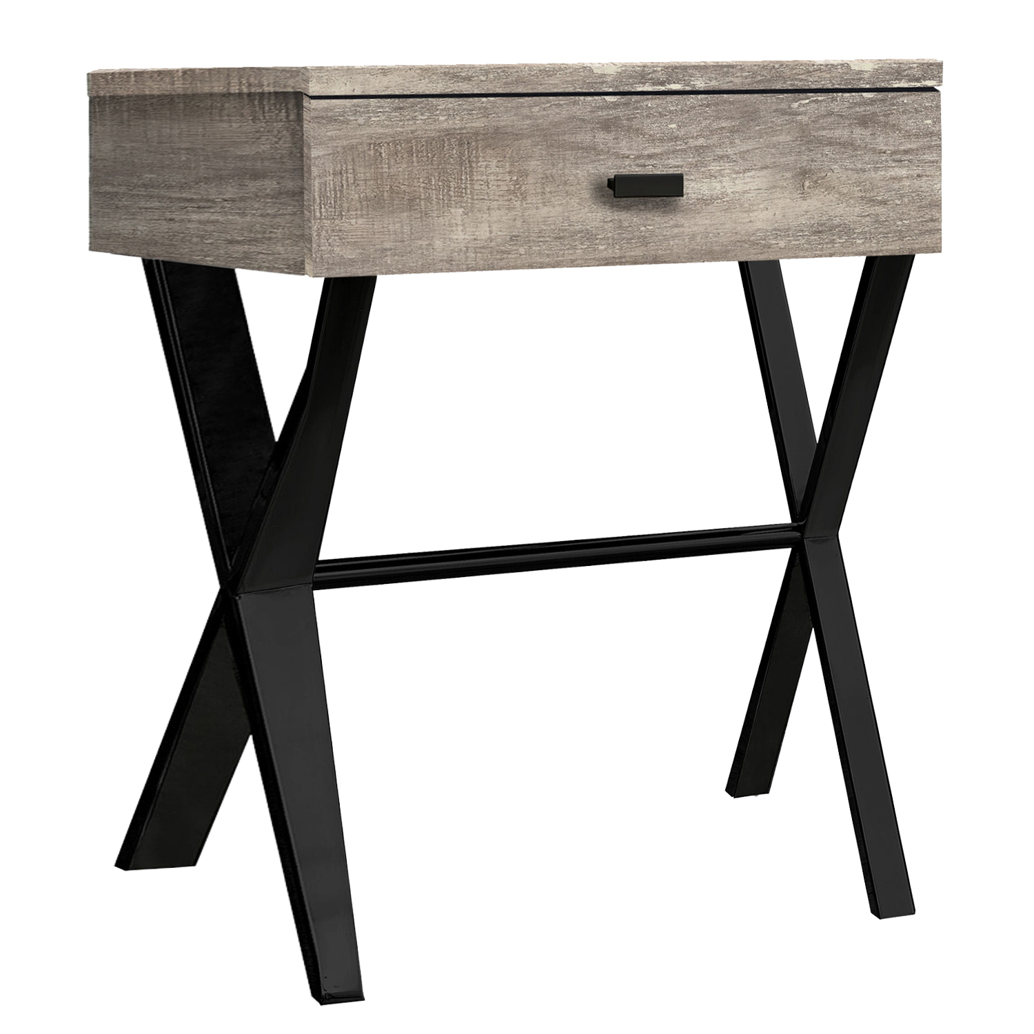 12" x 18.25" x 22.25" Taupe Finish and Black Metal Accent Table - Image 5