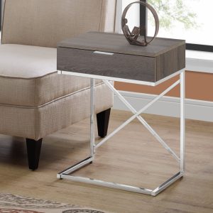 18.2" x 12.8" x 23.5" Dark Taupe  Particle Board  Metal  Accent Table