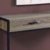 12" x 48" x 32" Dark Taupe Laminated Finish and Black Metal Accent Table - Image 2