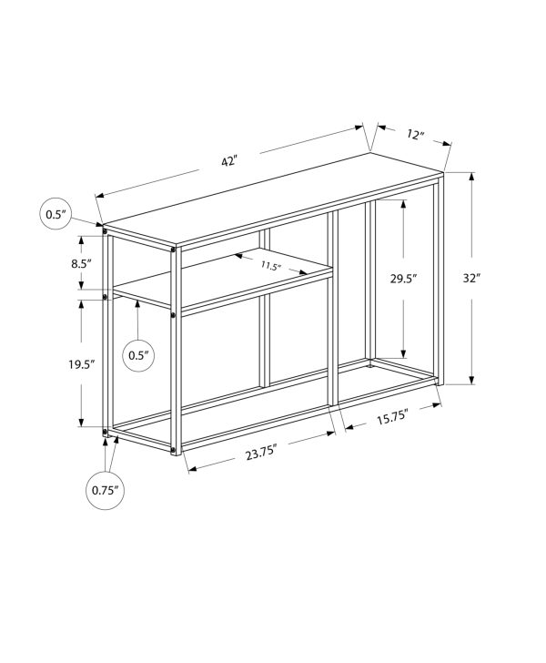 12" x 42" x 32" Black Metal Accent Table - Image 3