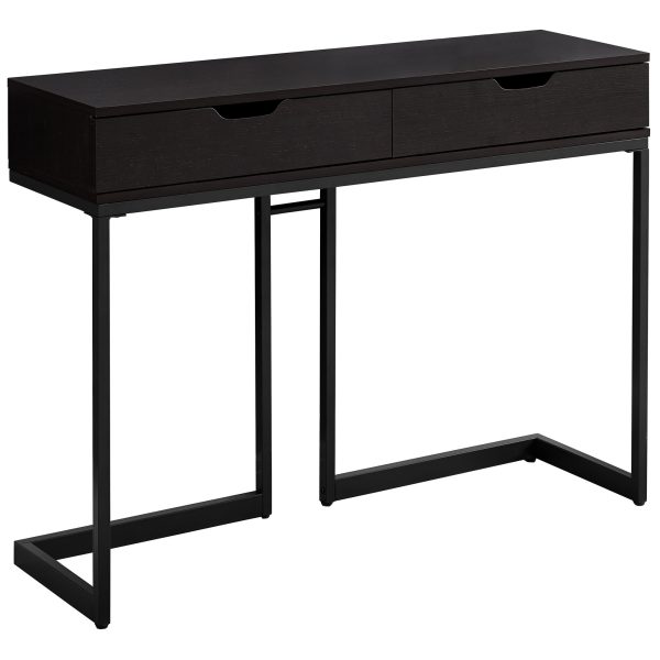 32" Cappuccino Finish and Black Metal Accent Table - Image 2
