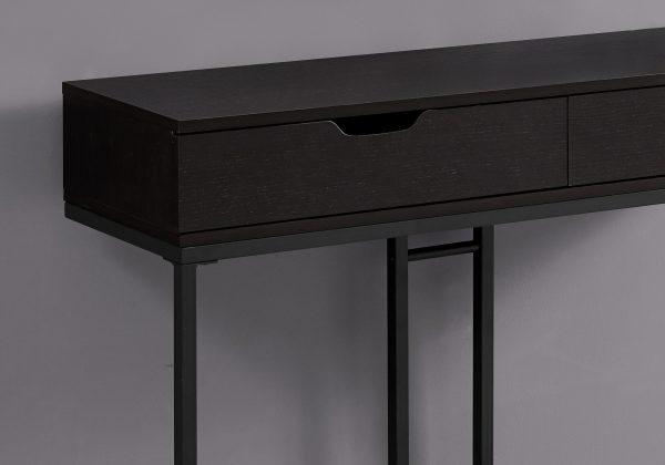 32" Cappuccino Finish and Black Metal Accent Table - Image 3