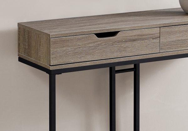 32" Dark Taupe Finish and Black Metal Accent Table - Image 3