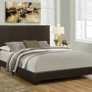 Brown Standard Bed Upholstered With Headboard