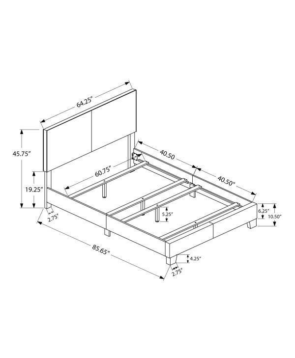 White Standard Bed Upholstered With Headboard - Image 4