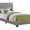 81" x 43" x 45.75" Grey Foam Solid Wood Leather Look  Twin Size Bed