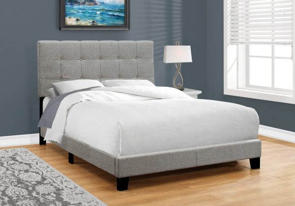 Full Size Grey Linen Bed - Image 3