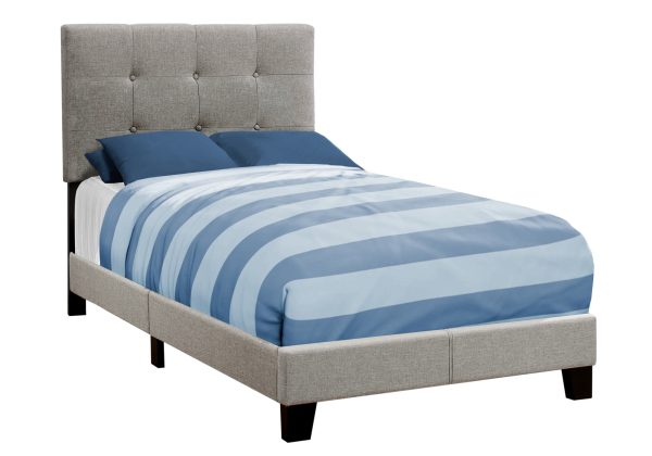 45.75" Solid Wood MDF Foam and Linen Twin Size Bed - Image 2