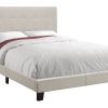 Full Size Beige Linen Bed
