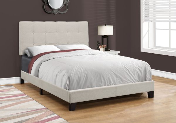 Full Size Beige Linen Bed - Image 3
