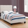 45.75" Beige Solid Wood MDF Foam and Linen Twin Size Bed