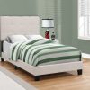 45.75" Beige Solid Wood MDF Foam and Linen Twin Size Bed - Image 3