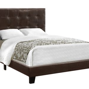 Full Size Dark Brown Leather Look Bed