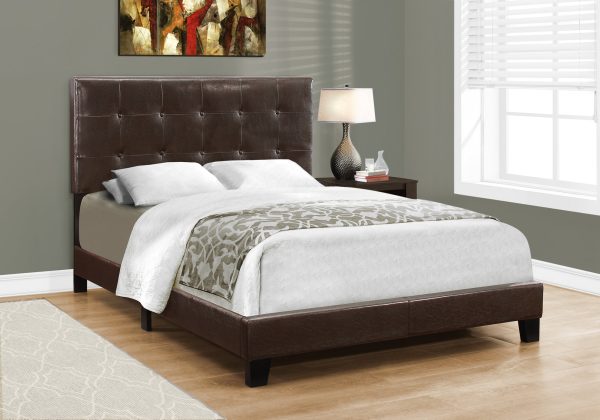 Full Size Dark Brown Leather Look Bed - Image 3