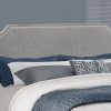 Gray Standard Bed Upholstered With Nailhead Trim And With Headboard - Image 2