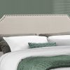 Beige Standard Bed Upholstered With Nailhead Trim And With Headboard - Image 2