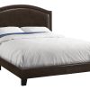 64.5" x 85.75" x 51.5" Brown Foam Solid Wood Leather Look  Queen Size Bed